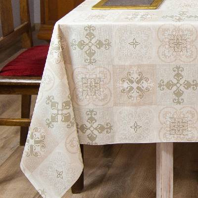 Obrus PVC metráž 673531, 20 m x 140 cm, ornamenty v kocke, IMPOL TRADE