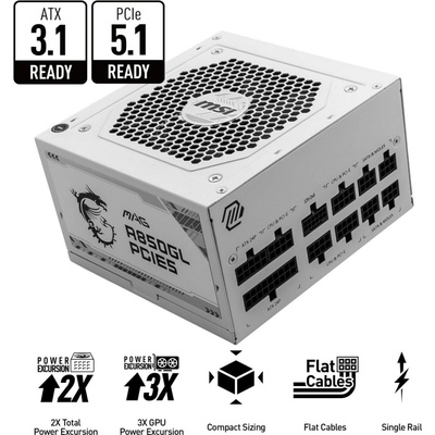 MSI MAG A850GL PCIE5 WHITE 306-7ZP8A24-CE0