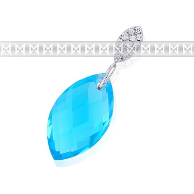 Klenoty Budín Přívěsk s diamantem briliant modrý topaz 3870527
