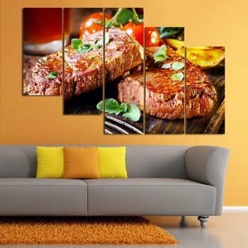 Vivid Home Картини пана Vivid Home от 5 части, Кухня, Канава, 160x100 см, 7-ма Форма №0899