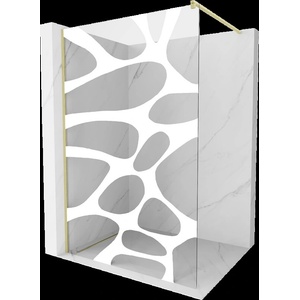 Mexen Kioto стена за душ Walk-in 80 x 200 cm, бяла вълна 8 mm, златна четкована - 800-080-101-55-97 (800-080-101-55-97)