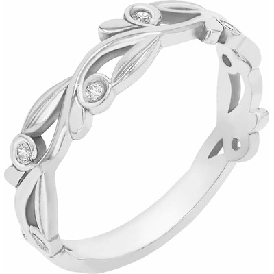 Eppi Jemný prsteň s dizajnom lístkov s lab grown diamantmi Benton R44416