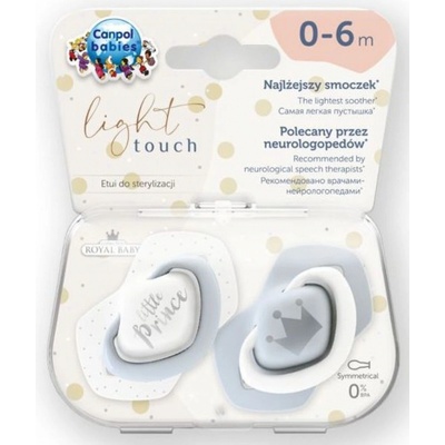 Canpol Babies A set symetrických silikon dudlíků Royal Baby modrá