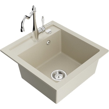 Mexen Vito гранитна кухненска мивка с 1 корито с кухненски смесител Carla, (6503-69-670700-00)