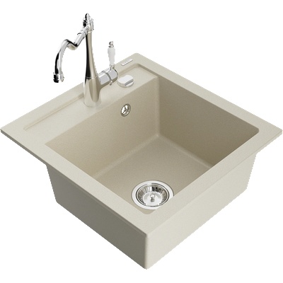 Mexen Vito гранитна кухненска мивка с 1 корито с кухненски смесител Carla, (6503-69-670700-00)