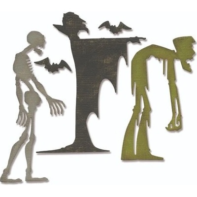 Sizzix Thinlits vyrezávacie kovové šablóny zombie, smrtka, drakula 4 ks