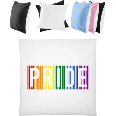 Darčeky PrintEQ Štvorcový Farebný Vankúš Dúhový nápis PRIDE Biela/Čierna 40x40