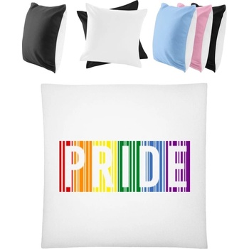 Darčeky PrintEQ Štvorcový Farebný Vankúš Dúhový nápis PRIDE Biela/Čierna 40x40