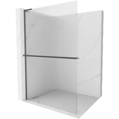 Mexen Kioto+ L душ-на преградна стена с рафт Walk-in 90 x 200 см, ленти, четка сив пистолет - 800-090-123-66-09 (800-090-123-66-09)