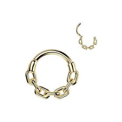 Šperky4U Zlacený celový piercing segment kruh řetěz SG138-1208