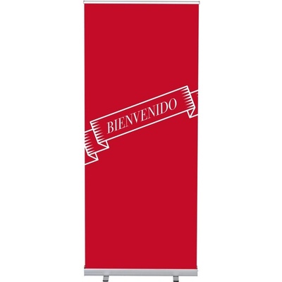Jansen Display Set Roll-baneru Budget s vytištěným motivem, Přivítání, červený, španělsky, 870 x 2080 mm
