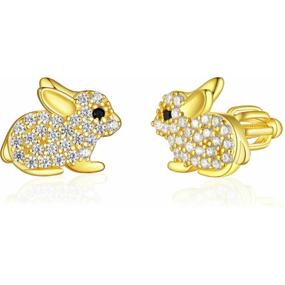 Olivie strieborné náušnice KRÁLIK GOLD 8034