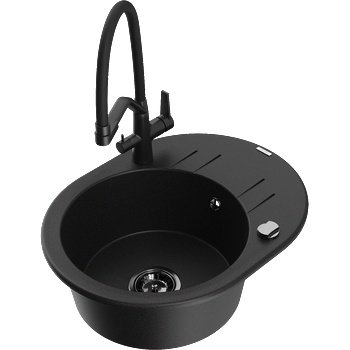 Mexen Kevin гранитна кухненска мивка с 1 отделение и смесител Duo, черен - 6517-77-671701-70-B (6517-77-671701-70-B)