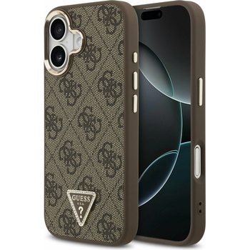 GUESS PU Leather 4G Strass Triangle Logo Gold Frame MagSafe Задний Чехол за iPhone 17 Brown Guess | Kafyav | МЪЖЕ | UNI