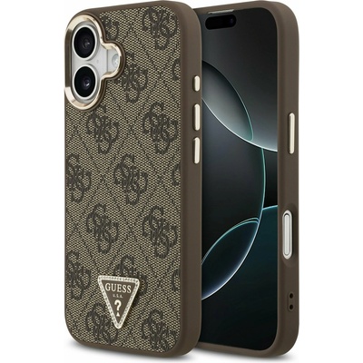 GUESS PU Leather 4G Strass Triangle Logo Gold Frame MagSafe Задний Чехол за iPhone 17 Brown Guess | Kafyav | МЪЖЕ | UNI