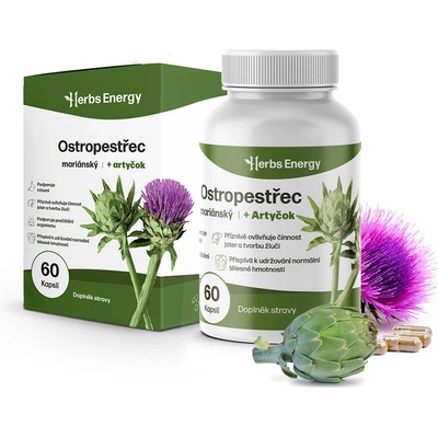 Herbs Energy Ostropestřec mariánský Extrakt + Artyčok Extrakt 60 kapslí