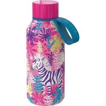 Quokka Solid Kids s popruhem Nerezová termolahev 330 ml s popruhem Zebry