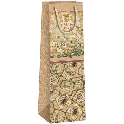 ARGUS Darčeková papierová taška NATUR na víno (11 x 36 cm)