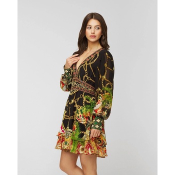 Hedvábné šaty Camilla Button Front Frill