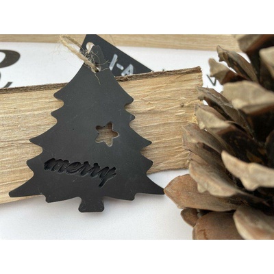 I AM Vánoční ozdoba stromeček Merry černý