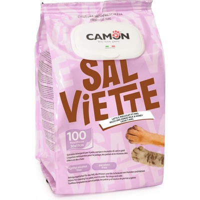 Camon Vlhčené utierky na zvieratá s vôňou mlieka a medu 100 ks