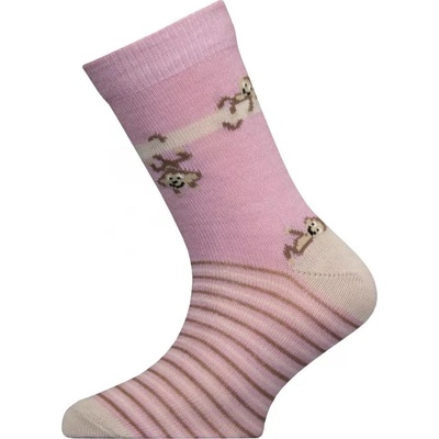Dětské merino ponožky opičky růžové