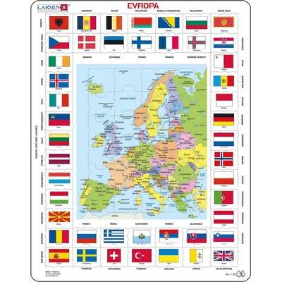 Larsen Výukové Evropa mapa a vlajky 70 dielov