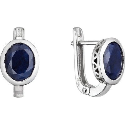 Pavona stříbrné náušnice s pravými minerálními kameny temně modré 11493.3 dark sapphire
