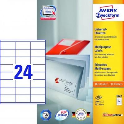 AVERY Zweckform univerzálne etikety, 70 x 35 mm - biele
