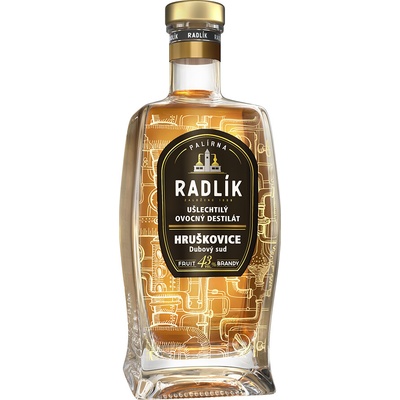 Radlík Hruškovice dubový sud 43% 0,5 l (čistá fľaša)
