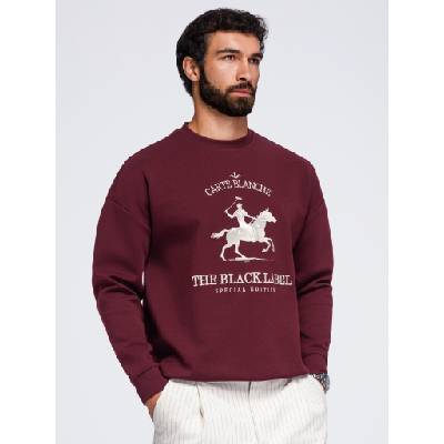 Ombre Clothing Мъжки суитшърт с кръгло деколте и бродерия на предната част - винена V2 OM-SSNZ-0267 Ombre Clothing Ombre Clothing | Cherven | МЪЖЕ | S