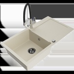 Mexen Leo гранитна мивка с 1 отделение с плота за отцеждане и кухненски (6501-69-671701-07-B)