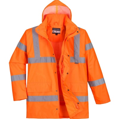 Portwest RT60 Hi-Vis priedušná interaktívna dopravná bunda do dažďa oranžová