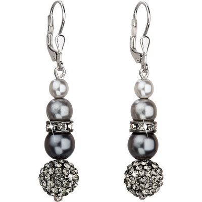 Pavona stříbrné visací se syntetickými perlami a krystaly Swarovski šedé kulaté 31149.3