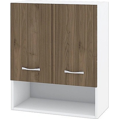 ИРИМ Горен шкаф с две врати и ниша Сити БО-7 бяло гладко / орех адмирал 60 см