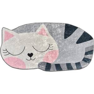 Mila Home Розов/сив детски килим подходящ за пране 60x100 cm Cat - Mila Home (HKG-KidsRug-BNM10-60x100)