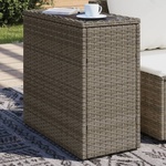 vidaXL Градинска маса със стъклен плот сива 58x27, 5x55 см полиратан (366133)