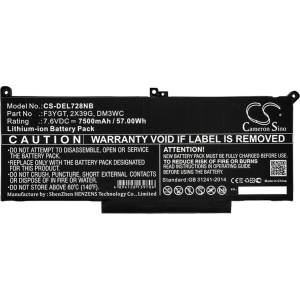 Cameron Sino LiIon 7.6V 7500mAh за DELL CTOL7480-D1506CN, Latitude 12 7000, Latitude 13 7380 (CS-DEL728NB)