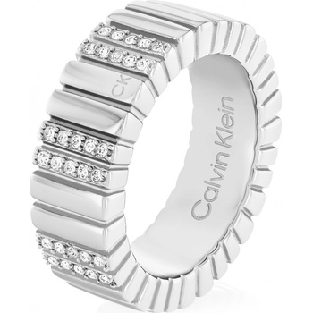 Calvin Klein Módny oceľový prsteň s kryštálmi Minimalistic Metal 35000440