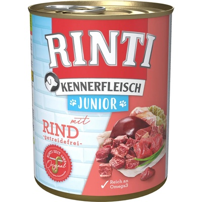 RINTI 6х800г Kennerfleisch Junior RINTI, консервирана храна за кучета с говеждо