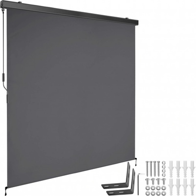 tectake 406145 svislá markýza eloise se 2 nástěnnými držáky - 180 x 250 cm,tmavě šedá