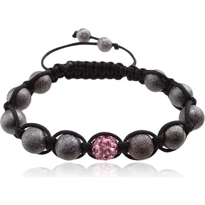 Šperky eshop Shamballa růžová zirkonová kulička šedé korálky Q18.11