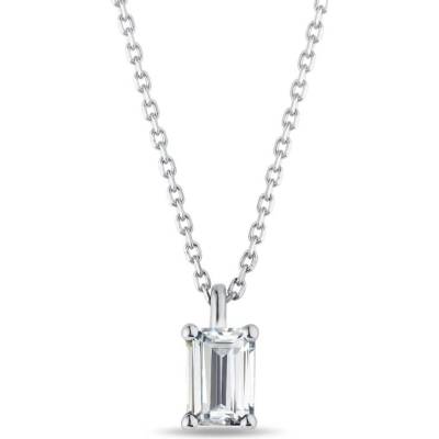 Klenota Náhrdelník z bieleho zlata s diamantom emerald cut N0385202