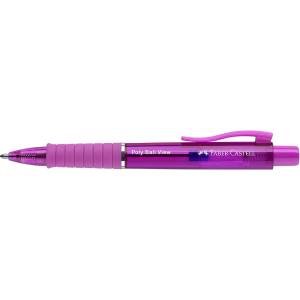 Faber-Castell Химикалка, 0, 34 мм, с бутон, цвят на корпуса фуксия, FABER-CASTELL "Poly Ball View Aurora", синя (145768)