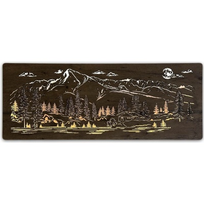 Li-Go "Chata v horách" světelný obraz 230V 130x50cm provedení povrchu: dub