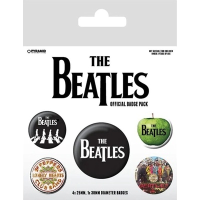 CurePink placky The Beatles White set 5 kusů 25 mm 38 mm BP80476 – Zboží Dáma