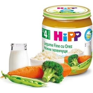 Hipp БИО пюре Нежни зеленчуци с ориз 4м+ 125г