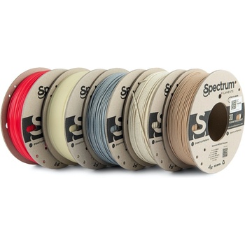 Spectrum 80754 3D филамент, PLA specials, 1, 75mm, 5x250g, микс Стоун Лайт, Стоун Тъмно, Термоактивно червено, Дърво ДЪБ, Светещо зелено (80754)