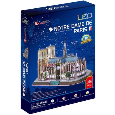 CubicFun 3D Пъзел с LED светлини NOTRE DAME De PARIS L173h (1000944F)