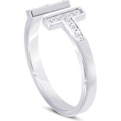 Ellami TOKIO 0357 Dámský otevřený prsten z chirurgické oceli T se zirkony 4000357 6